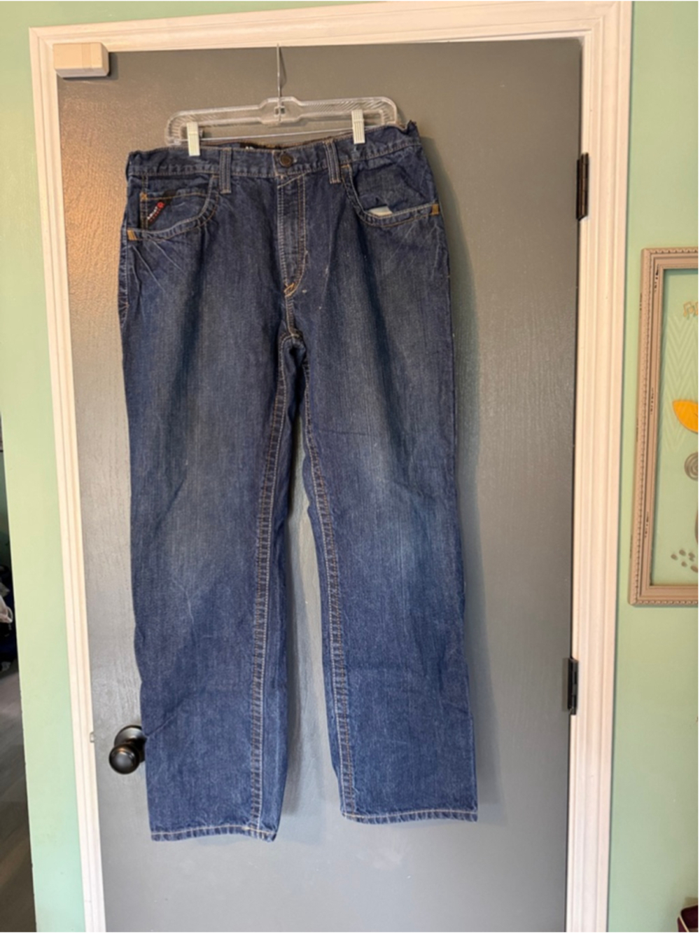 Men's Ariat M3 Loose Straight Blue Jeans Waist 35